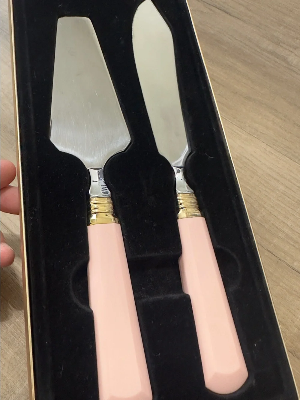 Mikasa Pink Handle Cake Server and Spatula Set